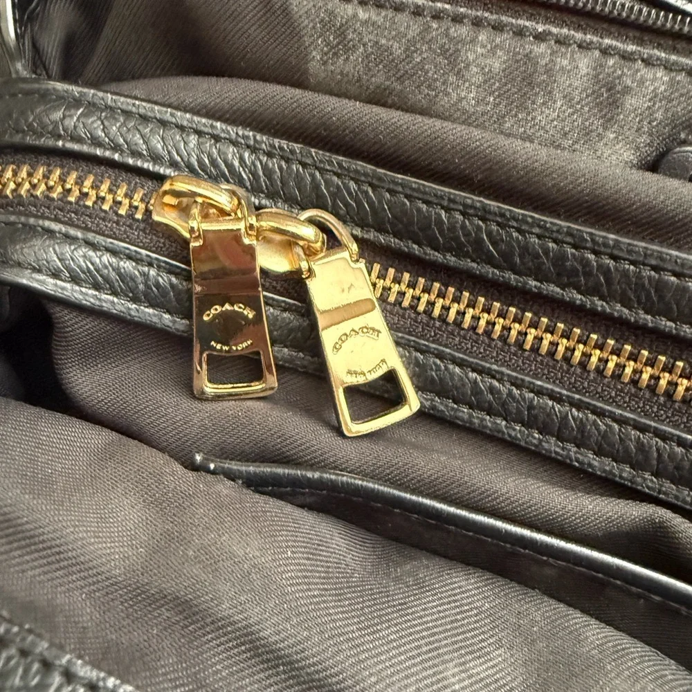 Coach Mercer 30 Satchel in Black Grain Leather with Gold Hardware